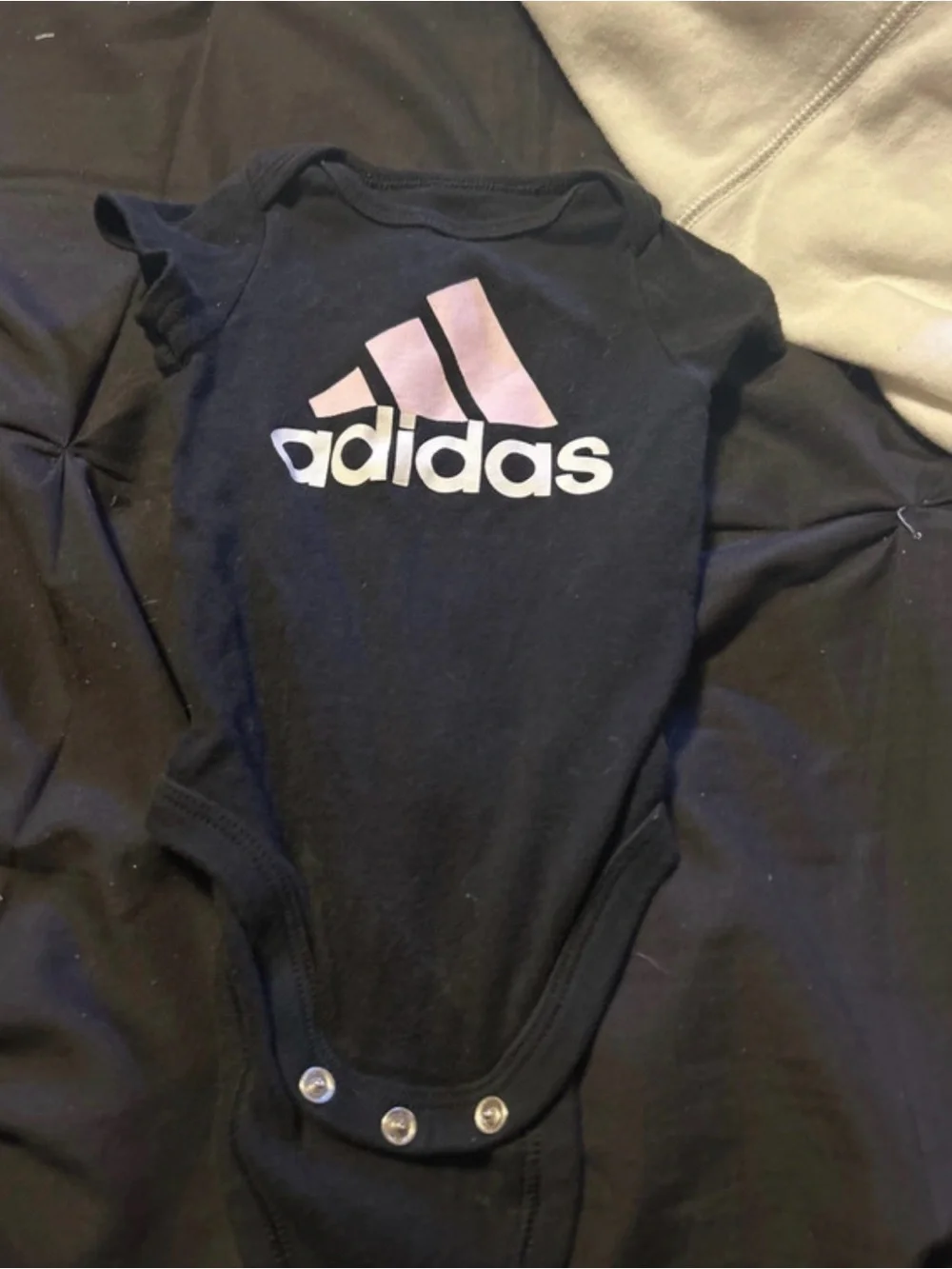 adidas Black One-Piece Bodysuit with Light Pink Logo